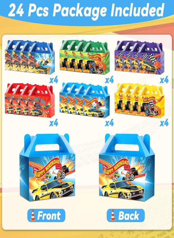 MinFyberd 24Pcs Hot Car Happy Birthday Party Decoration Race Car Party Treat Boxes Supplies Wheels Wild Goodie Gift Boxes Racing Theme Checkered Flag Decors for Kids Boys Birthday Baby Shower Game Favors - Image 2