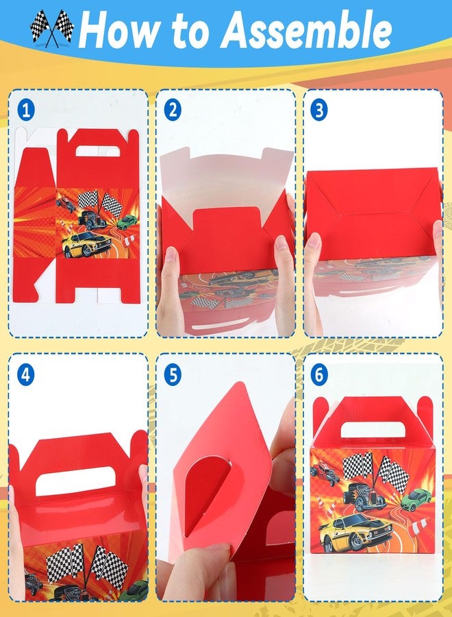 MinFyberd 24Pcs Hot Car Happy Birthday Party Decoration Race Car Party Treat Boxes Supplies Wheels Wild Goodie Gift Boxes Racing Theme Checkered Flag Decors for Kids Boys Birthday Baby Shower Game Favors - Image 4