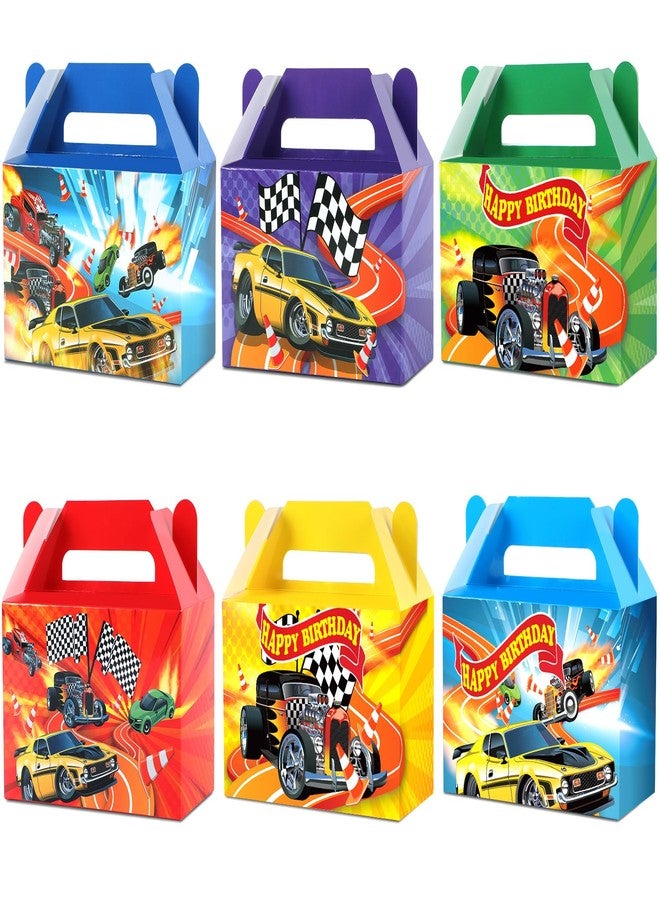 MinFyberd 24Pcs Hot Car Happy Birthday Party Decoration Race Car Party Treat Boxes Supplies Wheels Wild Goodie Gift Boxes Racing Theme Checkered Flag Decors for Kids Boys Birthday Baby Shower Game Favors - Image 1