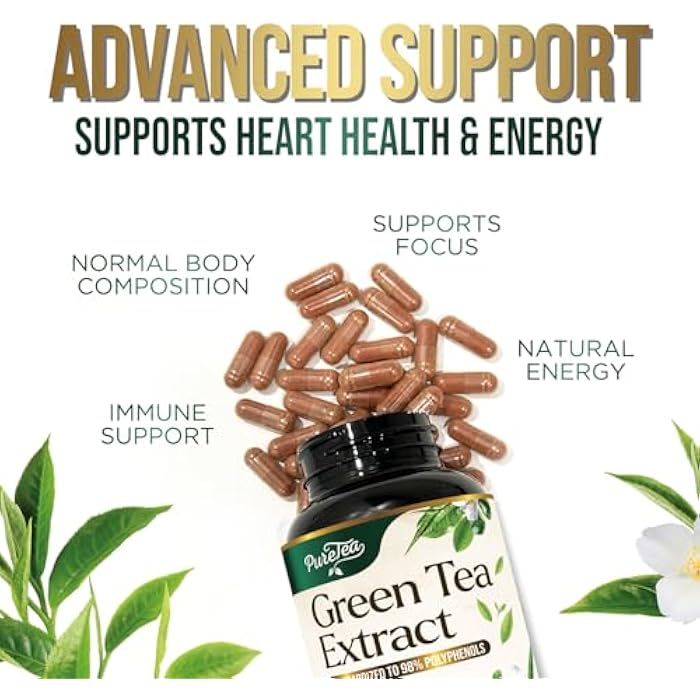 SilverOnyx Green Tea Extract 1000mg Per Serving - 98% Polyphenols & 45% EGCG Capsules, Heart Support with Antioxidants - 3X Absorption Green Tea Pills Supplement, Natural Energy, Gentle Caffeine - 240 Capsules - Image 5