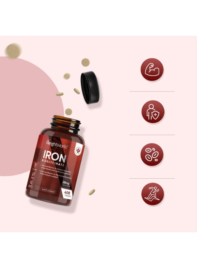 WeightWorld Iron Supplements for Women & Men - 28mg - 400 Tablets (6+ Months Supply) - Highly Bioavailable Ferrous Bisglycinate Form - Non-GMO & Vegan Iron Tablets High Strength - Gentle Formulation - Image 4