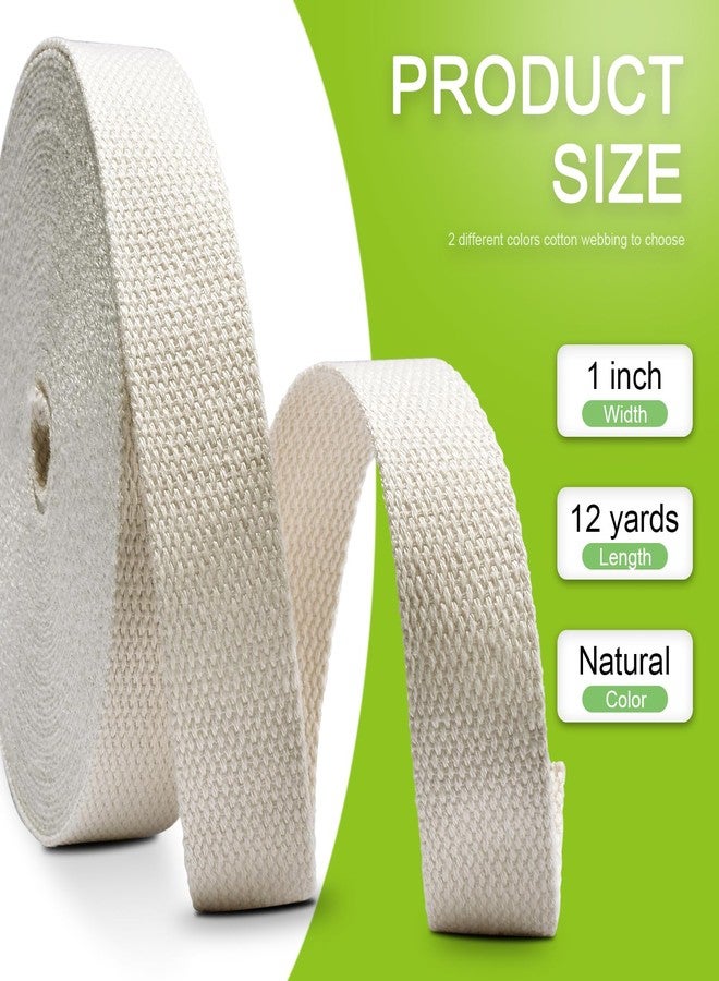 CooBigo 12 Yards Cotton Webbing 1 Inch Natural Cotton Webbing Straps for Bags, 1 Inch Weave Cotton Webbing for Cloth Tote Bag Handles Making, DIY Crafts Decoration - Image 2