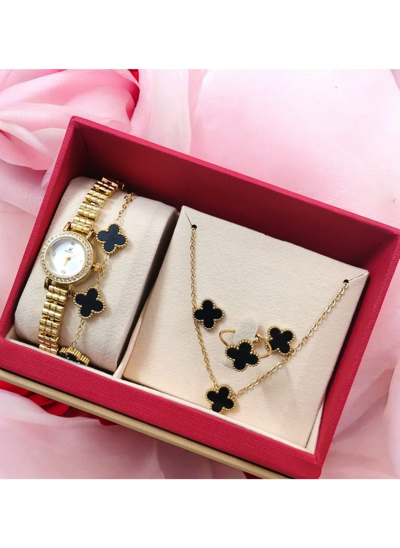 Rivoly Elegant women's stainless steel set consisting of a waterproof watch with a set of bracelets, rings, necklaces, and earrings  - Image 3
