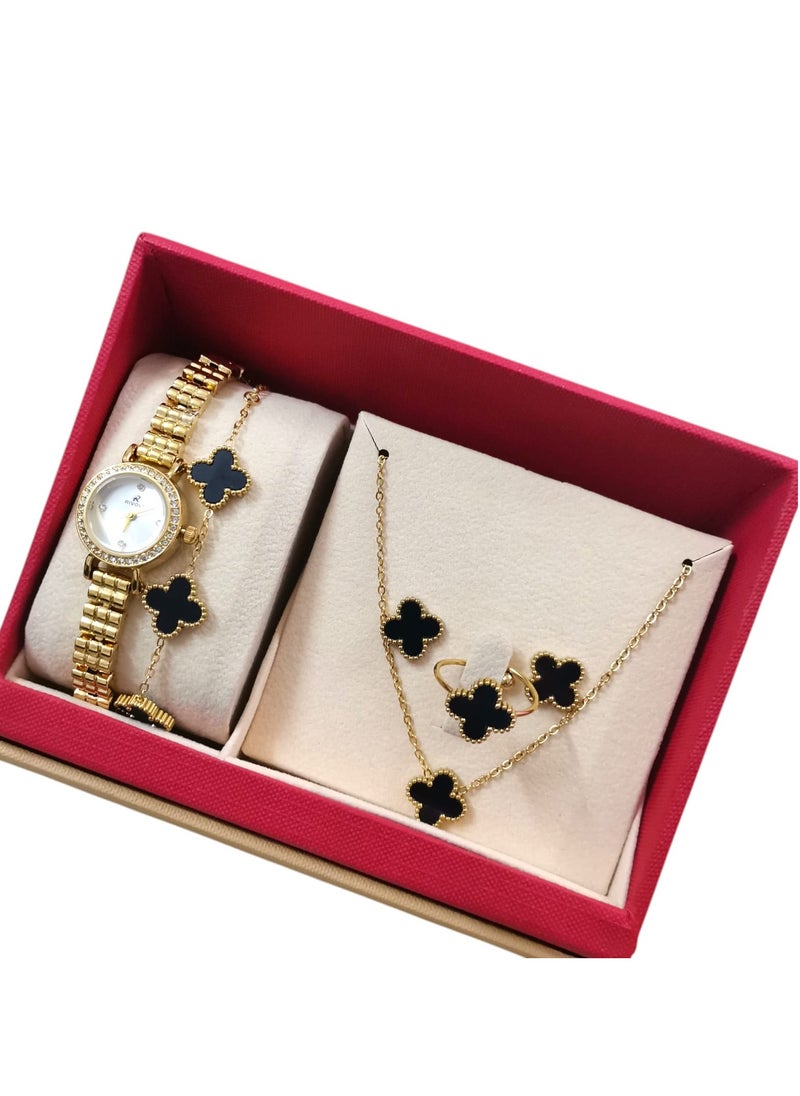 Rivoly Elegant women's stainless steel set consisting of a waterproof watch with a set of bracelets, rings, necklaces, and earrings  - Image 2
