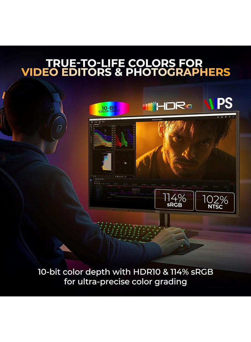 AOC Q27B36 27" QHD (2560x1440) IPS Gaming Monitor, 100Hz, 1ms MPRT, HDR10, Adaptive Sync, Flicker-Free, Low Blue Light, Frameless Design, HDMI & DisplayPort, Tilt Adjustable, VESA Mount Black - Image 2