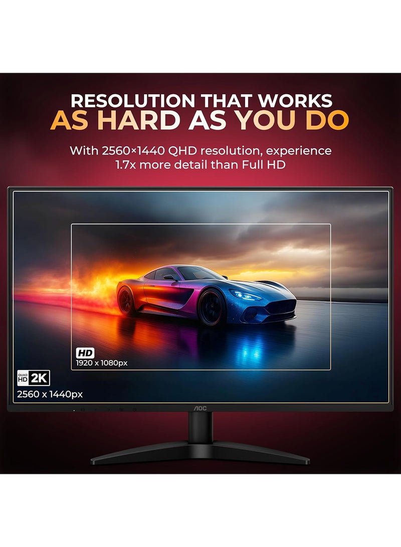 AOC Q27B36 27" QHD (2560x1440) IPS Gaming Monitor, 100Hz, 1ms MPRT, HDR10, Adaptive Sync, Flicker-Free, Low Blue Light, Frameless Design, HDMI & DisplayPort, Tilt Adjustable, VESA Mount Black - Image 4