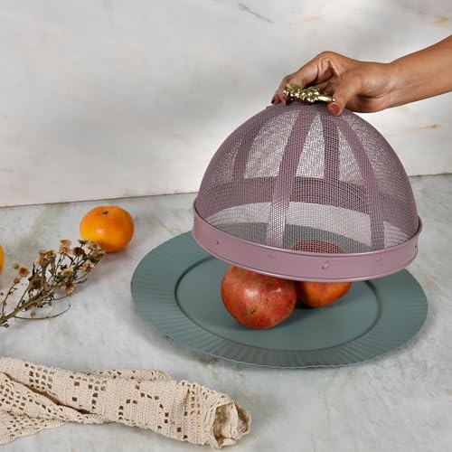 Elan The Royal Hive Cake Cover, Food Covers Steel Mesh Net Kitchen Umbrella Practical Home Using Anti Fly Mosquito Food Cover (10 Inch, Mauve) - Image 1
