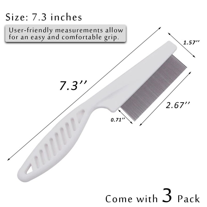 Kopal Flea Comb for Dogs and Cats - Stainless Steel Pet Lice Comb Remove Fleas and Flea Eggs - Tear Stain Remover - Pet Comb for Detangling and Dematting Face & Paws - 3 Pack White - Image 2