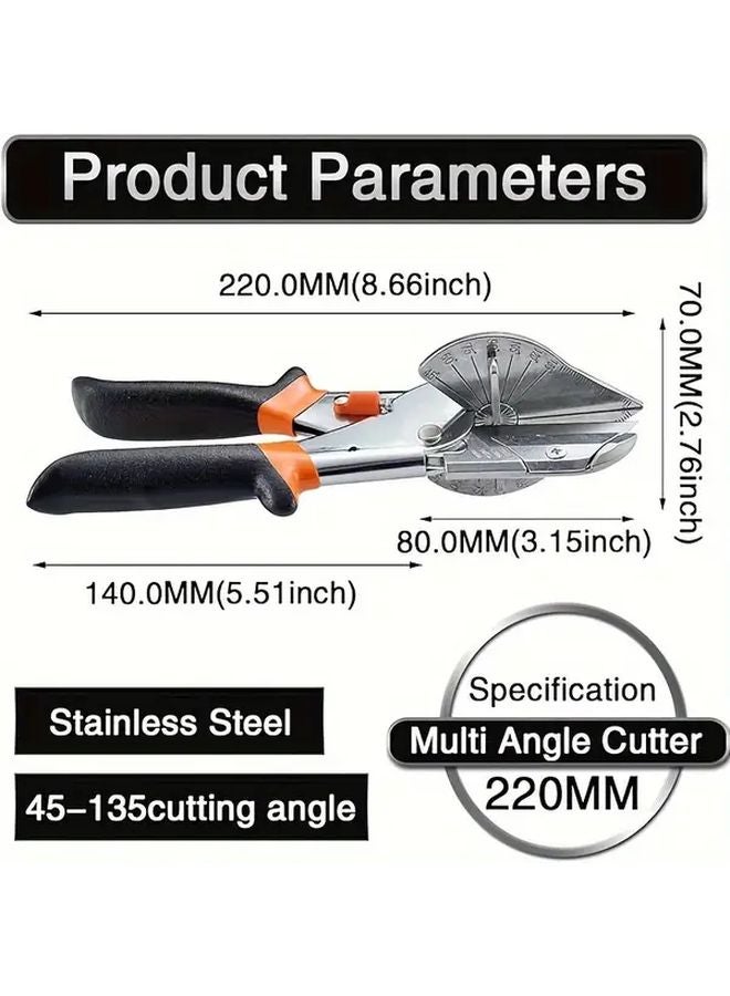 Black Miter Shear Cutter Adjustable 45 135 Degree With Precision Protractor Ergonomic Handle Cuts Wood Plastic PVC Molding Trim Professional DIY - Image 5