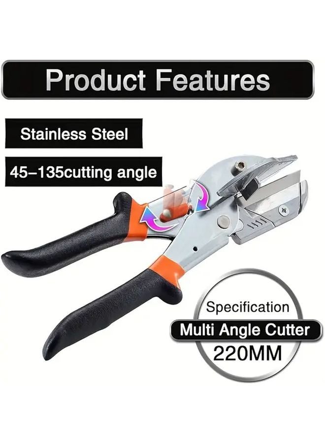 Black Miter Shear Cutter Adjustable 45 135 Degree With Precision Protractor Ergonomic Handle Cuts Wood Plastic PVC Molding Trim Professional DIY - Image 4