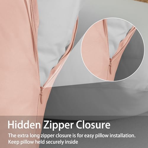 WhatsBedding Body Pillow Cover Cooling Fabric, Long Pillowcase Breathable & Skin-Friendly, Zipper Closure - Pink (20x54 inch) - Image 5