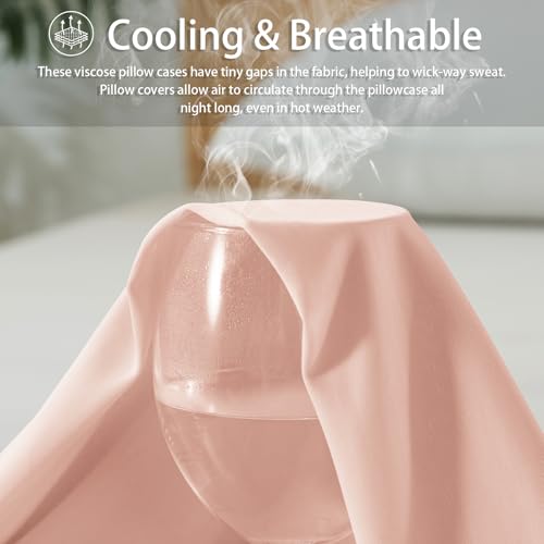 WhatsBedding Body Pillow Cover Cooling Fabric, Long Pillowcase Breathable & Skin-Friendly, Zipper Closure - Pink (20x54 inch) - Image 3