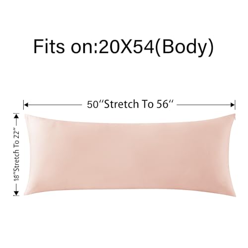 WhatsBedding Body Pillow Cover Cooling Fabric, Long Pillowcase Breathable & Skin-Friendly, Zipper Closure - Pink (20x54 inch) - Image 2