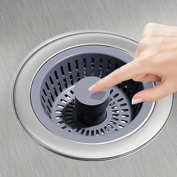 RRJ 3 in 1 Kitchen Sink Drain Strainer - Stopper Set, Stainless Steel Kitchen Sink Stopper, Pop Up Anti-Clogging Sink Strainer Basket Filter for US Standard 3-1/2 Inch Kitchen Drain - Image 2