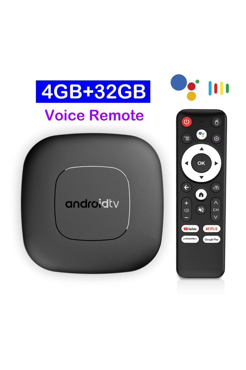 erorex 4G 32G Voice Remote Smart TV Box 8GB 128GB Android 14 ATV Allwinner H313 Google Assistant 8K Video 4