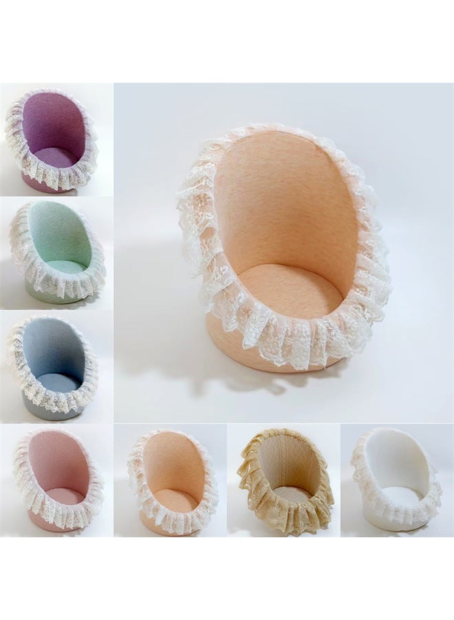 أدوات تصوير حديثي الولادة، أريكة دائرية متعددة الألوان من الدانتيل، كرسي مساعد لتصوير الأطفال، أدوات احتفالية لمئة يوم - Image 2