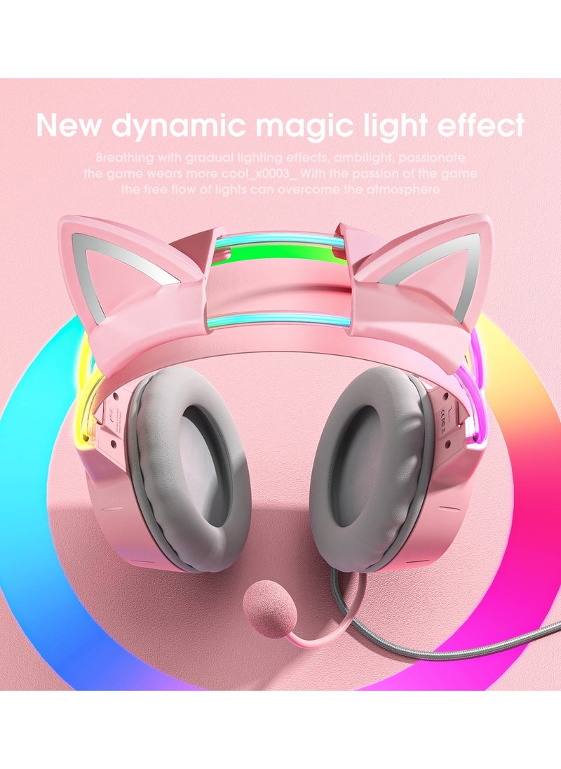 onikuma X15 Pro Wired Gaming Headphones with RGB LED Light Flexible Mic 7.1 Surround Stereo Music Headset for Compute PC Gamer - Image 2