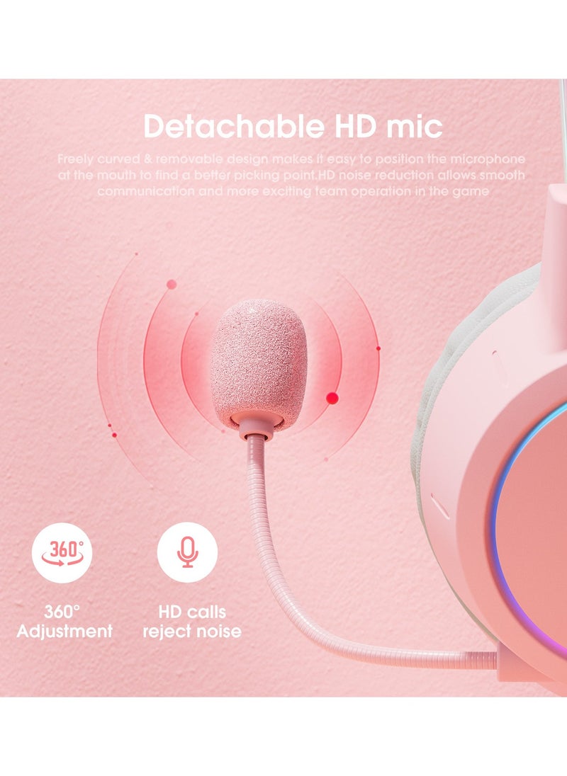 onikuma X15 Pro Wired Gaming Headphones with RGB LED Light Flexible Mic 7.1 Surround Stereo Music Headset for Compute PC Gamer - Image 4