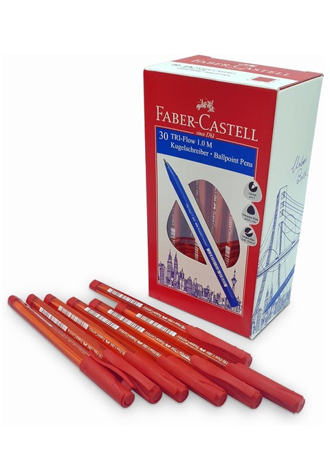 30-Piece Triflow Ballpoint Pen Red Ink