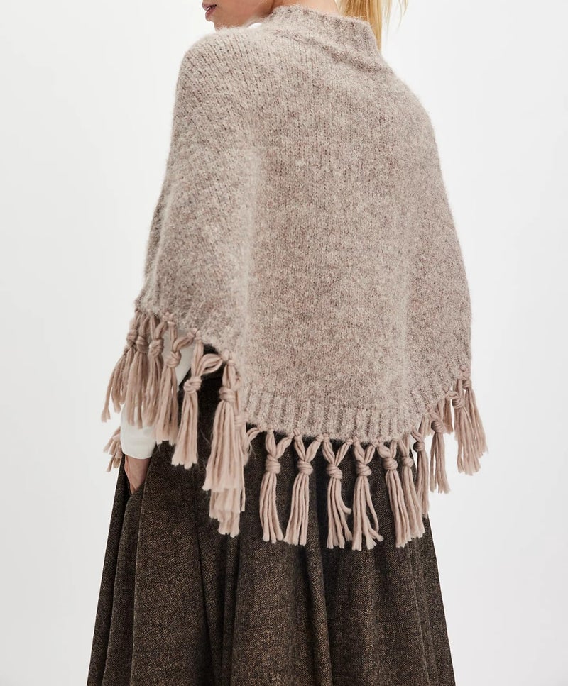 Argeousgor Women Tassel Poncho Sweater Y2K Knitted Pullover Poncho Shawl Lightweight Fringe Wrap Cardigan Knitwear Cape - Image 3