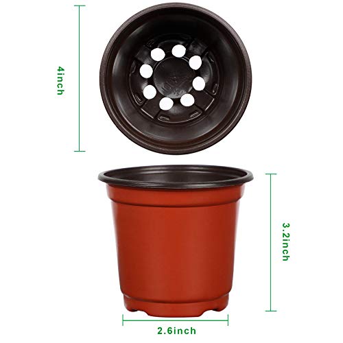 Augshy Nursery Pot, 110 Pcs 4" Plastic Plants Pot,Seed Starting Pots, Indoor Outdoor Seeding pots - Image 2