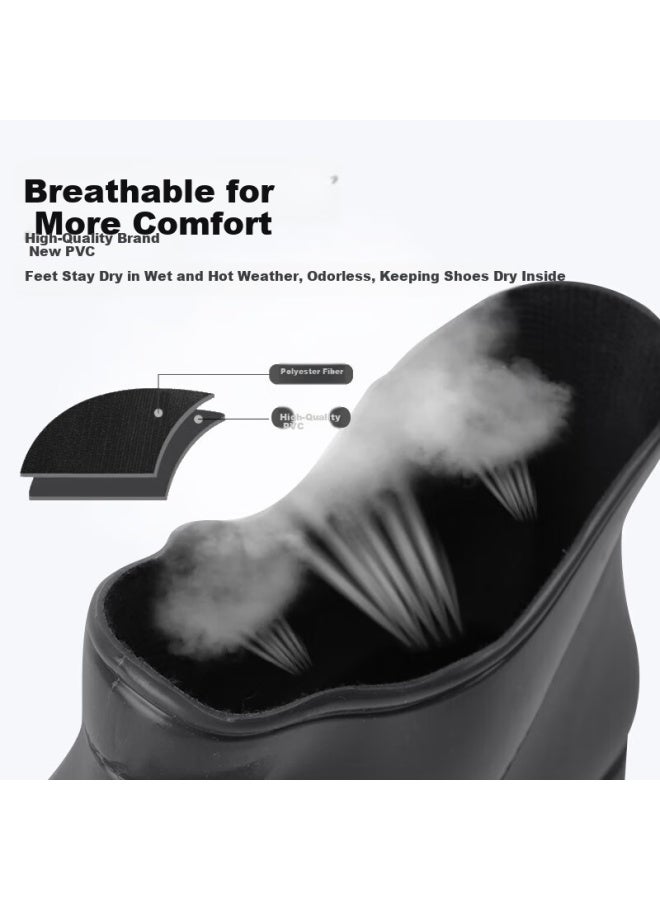 Footoppo Short Tube Rain Shoes Women Plus Velvet Water Shoes Water Boots Rubber Shoes Waterproof Shoes Women's Warm Anti-slip Shoe Covers Women's Adult Rain Boots - Image 1