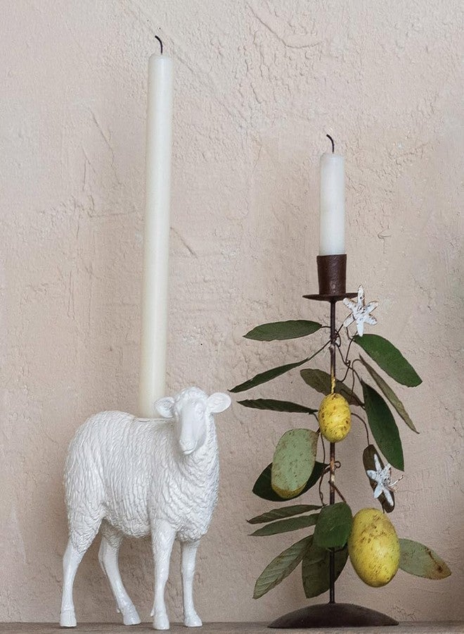 Creative Co-Op Pastoral Elegance Sheep Taper Holder, White - Image 4