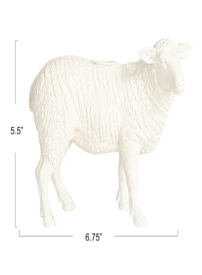 Creative Co-Op Pastoral Elegance Sheep Taper Holder, White - Image 3