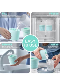 Oasisgalore 2-Pack Silicone Ice Cube Trays with Lids, Cylinder Mold, 60 Mini Ice Cubes, Food Grade, Reusable(Blue).  - Image 3