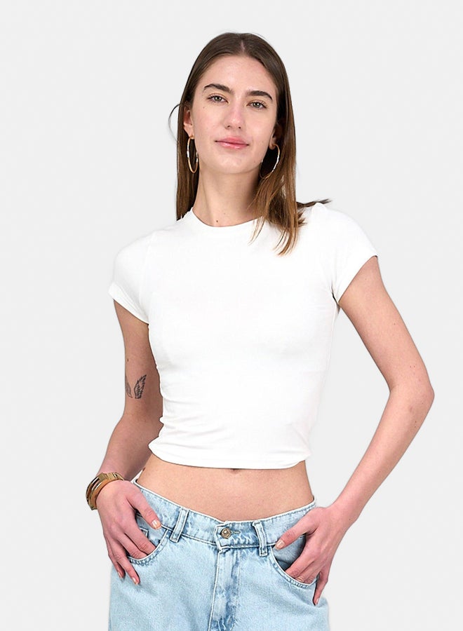 Clue Cotton Blend Cropped Top  - Image 1