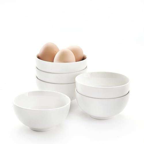 AntoKueh White 4.5in Small Ceramic Bowls, 12 OZ Cereal Bowls Set of 6 for Dessert, Rice, Jello, Pudding, Yogurt, Dishwasher/Microwave safe - Image 1