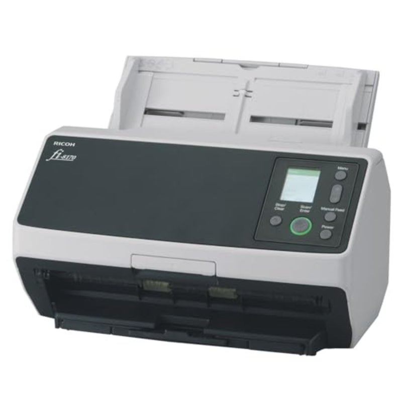 Professional document scanner for office use, plastic body, black color, high-speed color duplex scanning with network connectivity - Image 1