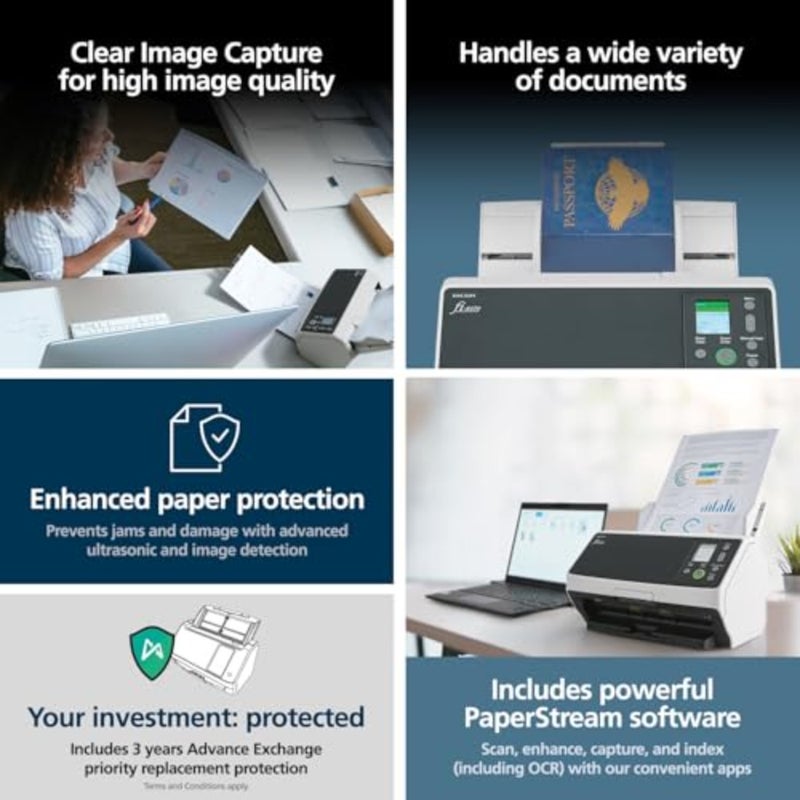 Professional document scanner for office use, plastic body, black color, high-speed color duplex scanning with network connectivity - Image 4