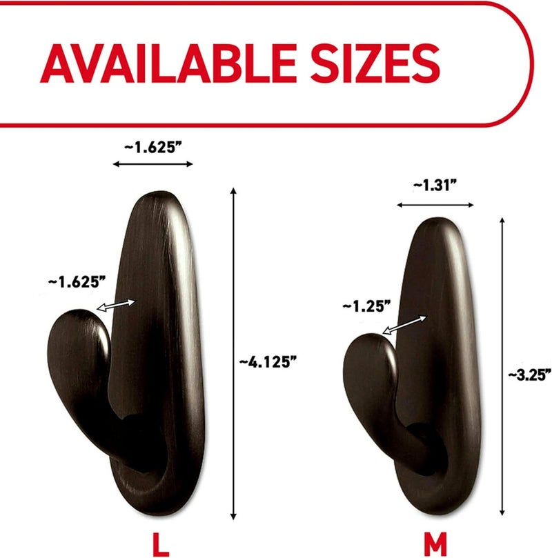 Command 5 lb Large Brushed Nickel Metal Hooks, 2 Coat Hooks and 4 Strips, Damage-Free Hanging with Adhesive, Great for Christmas Decorations - Image 3