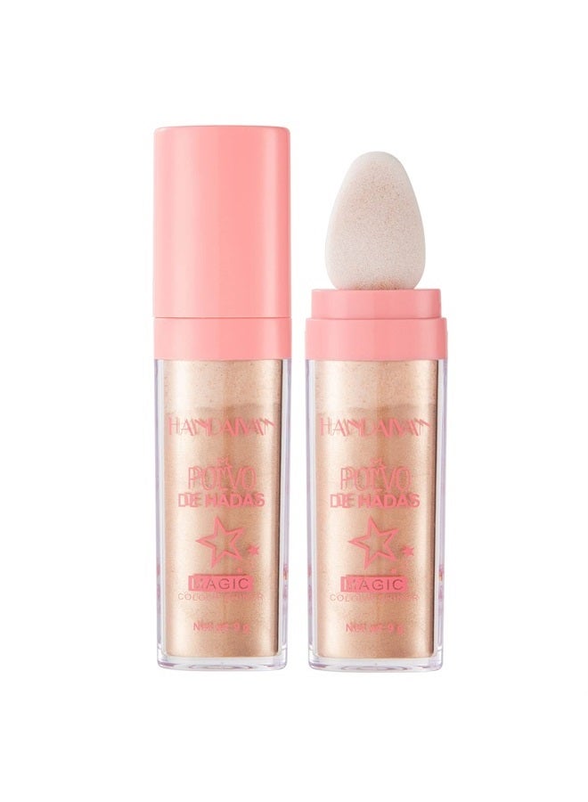 URQT Polvo De Hadas Fairy Highlight Patting Powder Highlighter Body Brightens the Natural Three-dimensional Face Powder Blusher (#03 Golden brown) - Image 1