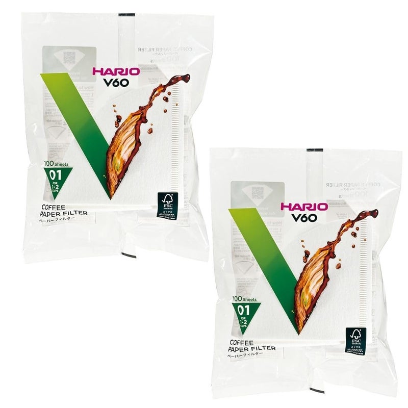 Hario [2pcs Set] Hario V60 Misarashi Coffee Paper Filter (Size 01, 100 Count, White) 200 Total - Image 1