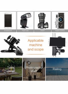 Y&D Tripod Camera Mount Clip, 2 Pcs Multi-Function Metal Clamp Holder Flash Reflector Clip with 1/4" Screw Ball Head  - Image 3