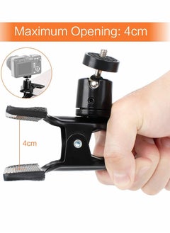 Y&D Tripod Camera Mount Clip, 2 Pcs Multi-Function Metal Clamp Holder Flash Reflector Clip with 1/4" Screw Ball Head  - Image 5