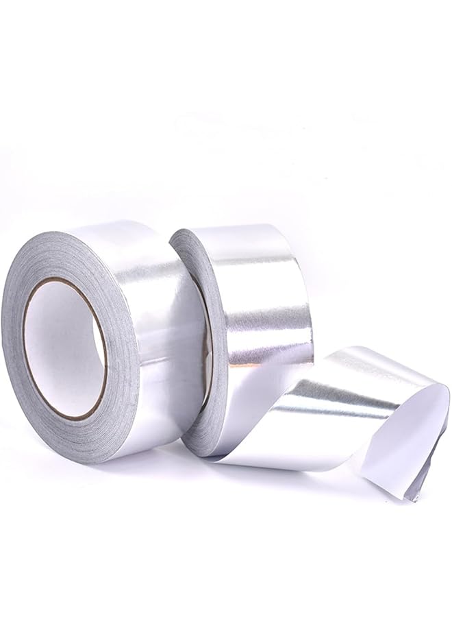 promass Aluminum Foil Tape 2inch/5cm 2Pcs, Silver Duct Tape, Aluminum Metal Tape for Ductwork, Sealing, Sealant, HVAC, Dryer Vents - Image 1
