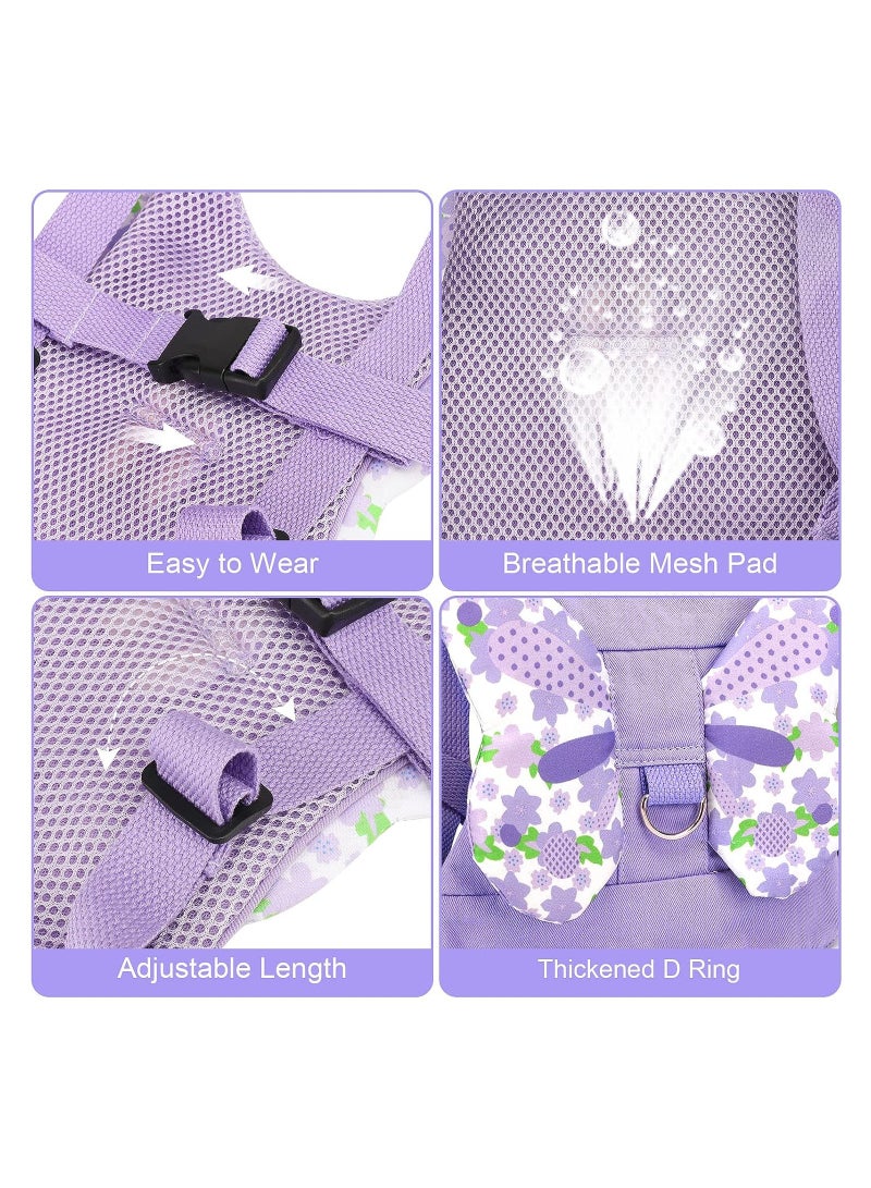 أوريتي مقود تسخير الأطفال الصغار + ربط معصم مضاد للفقدان، تسخير الفراشة للأطفال accmor مع مقود الأطفال، مقود طفل لطيف لمساعدة المشي معصم حزام الفتيات في الهواء الطلق (أرجواني) - Image 4