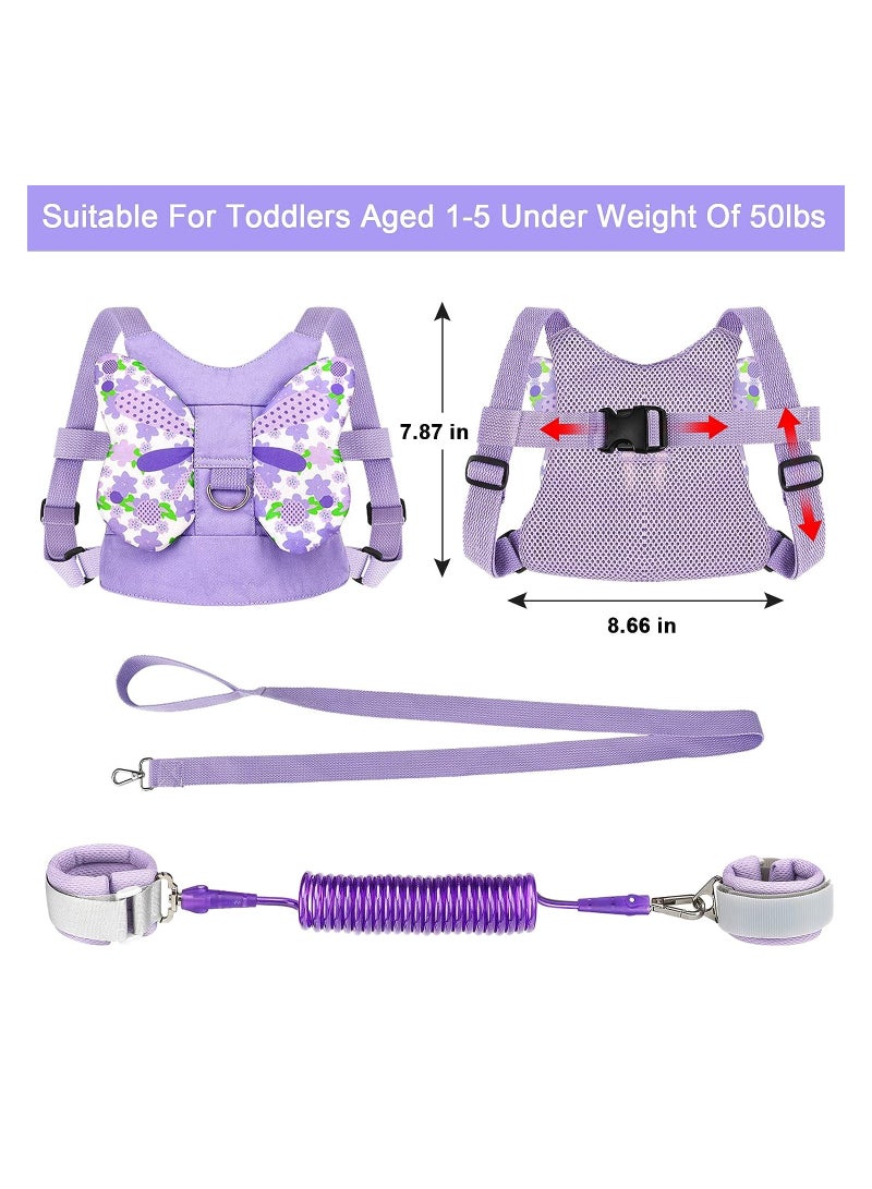 أوريتي مقود تسخير الأطفال الصغار + ربط معصم مضاد للفقدان، تسخير الفراشة للأطفال accmor مع مقود الأطفال، مقود طفل لطيف لمساعدة المشي معصم حزام الفتيات في الهواء الطلق (أرجواني) - Image 2