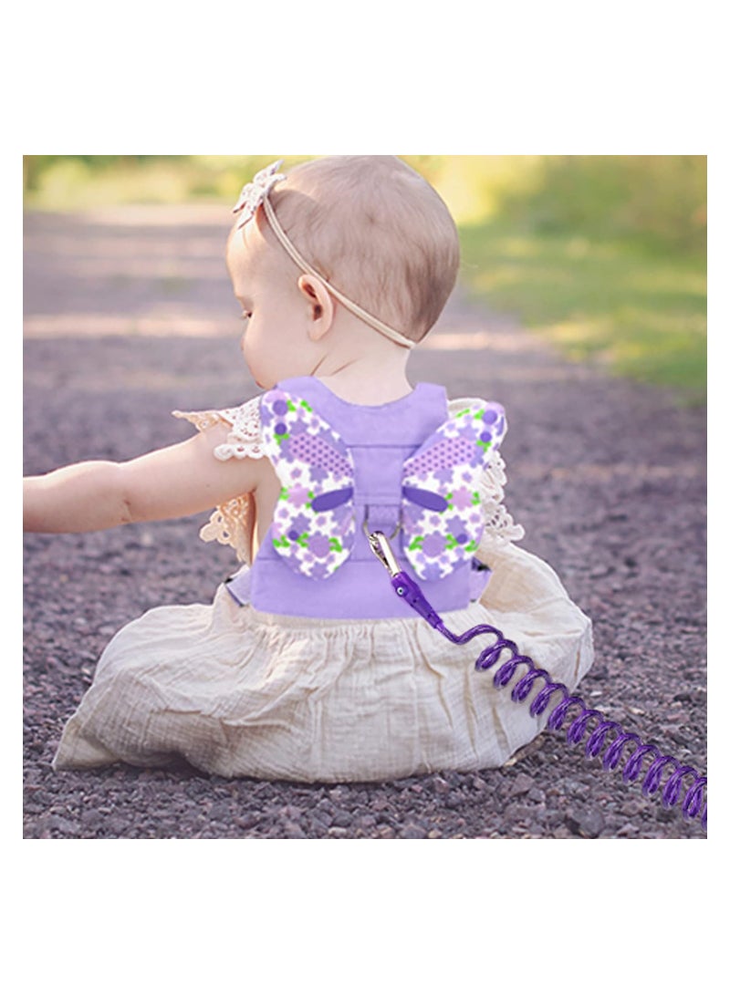 أوريتي مقود تسخير الأطفال الصغار + ربط معصم مضاد للفقدان، تسخير الفراشة للأطفال accmor مع مقود الأطفال، مقود طفل لطيف لمساعدة المشي معصم حزام الفتيات في الهواء الطلق (أرجواني) - Image 5