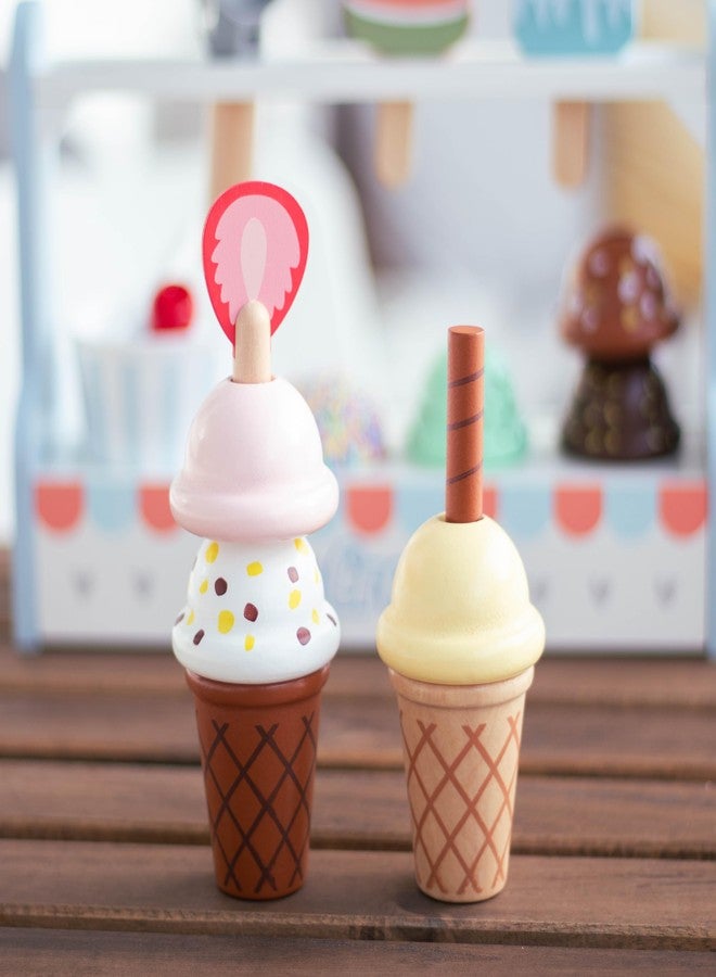 UMU® Wooden Ice Cream Counter Play Set Toy - Pretend Kitchen Accessories for Kids, Interactive PretendFood ,Montessori Shape Sorter 21 PCS Toddler Christmas Birthday Toys Gift 3+ Kids Girls &Boys - Image 3