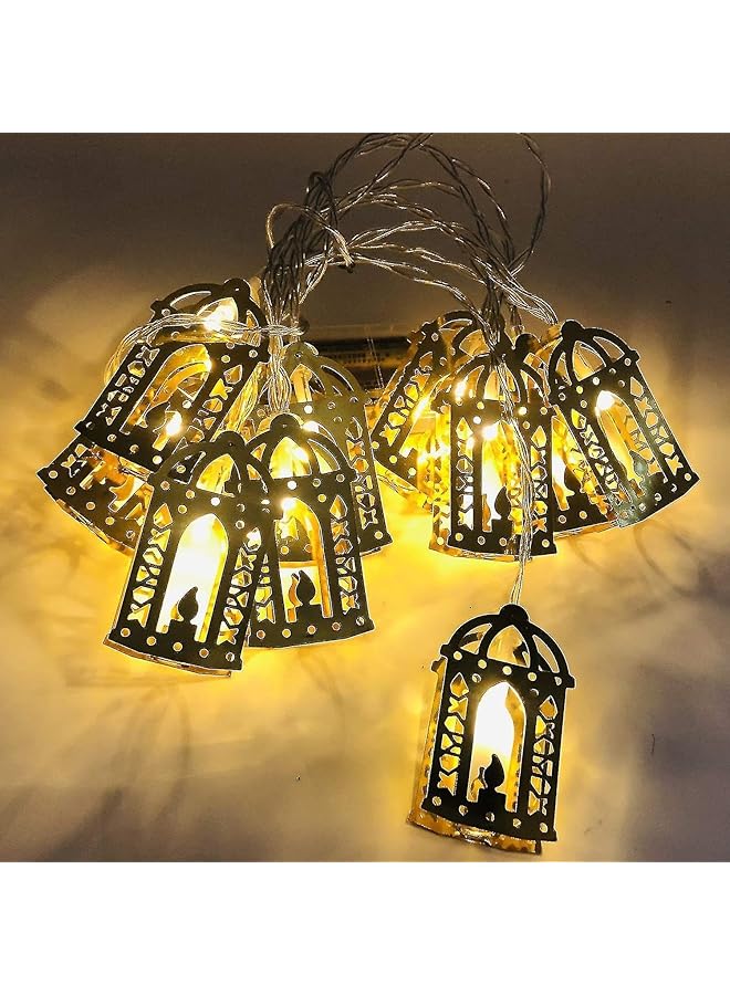 The Bros 20 LED Eid Mubarak String Lights Ramadan LED Lights Battery Powered Mubarak Moon Lantern Lights Decoration Mubarak Home Lamp Decorations (Lantern) - Image 1
