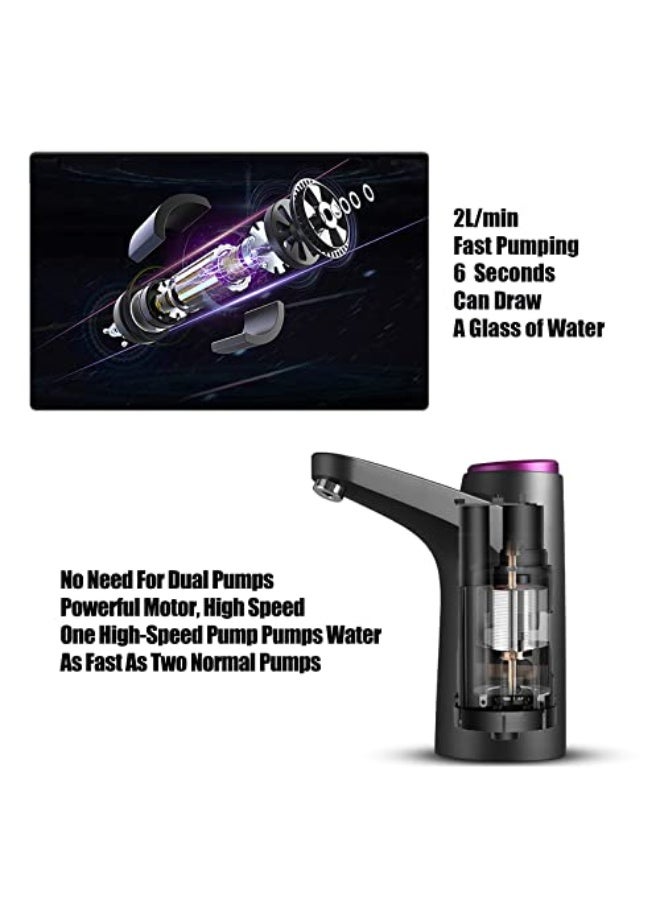 GOLDEN DEER Modern Dark Gray 5 Gallon Water Dispenser, USB Charging, 2 Pumping Modes, Fits 2.5, 3 & 5 Gallon Bottles - Image 3