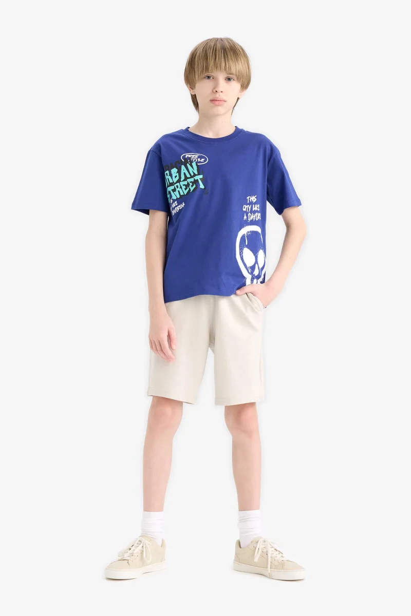 ديفاكتو Boy Regular Fit Sweatshirt Fabric Shorts
