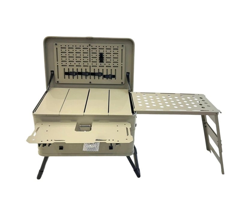 Rock Portable Foldable Camping Table Multi Storage Box 50L with One Side Table - Image 1