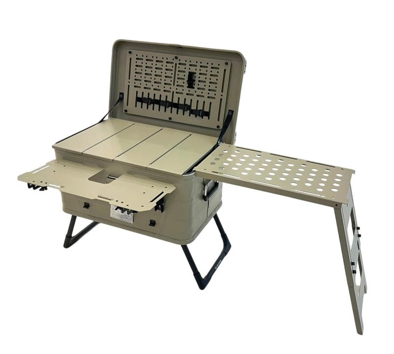 Rock Portable Foldable Camping Table Multi Storage Box 50L with One Side Table - Image 2