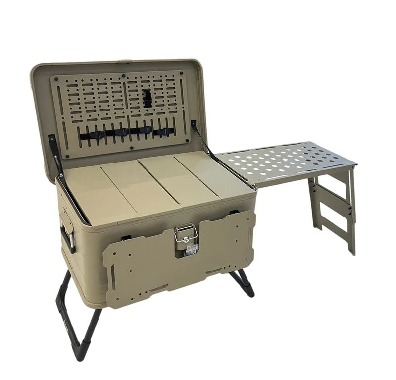Rock Portable Foldable Camping Table Multi Storage Box 50L with One Side Table - Image 4