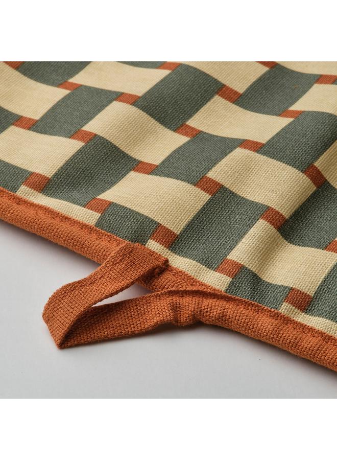 Zaboon Oven Mitt, Patterned Light Beige/Grey-Green Brown-Red - Image 4